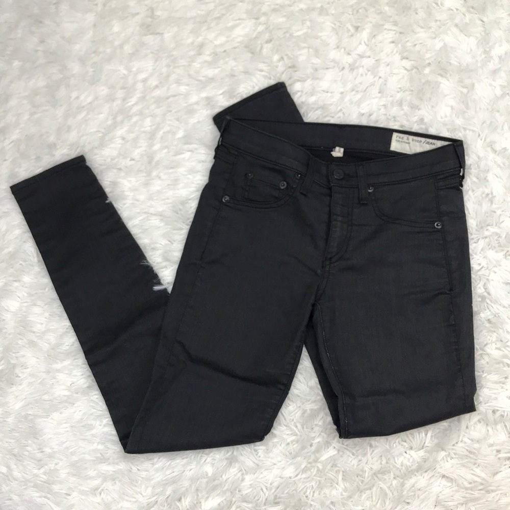 Rag & Bone Black Skinny Zipper Capri Jeans